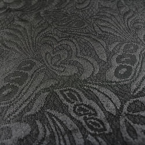 Close-up of black jacquard fabric with floral pattern