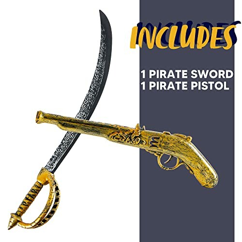 Pirate sword and pistol set with decorative designs.